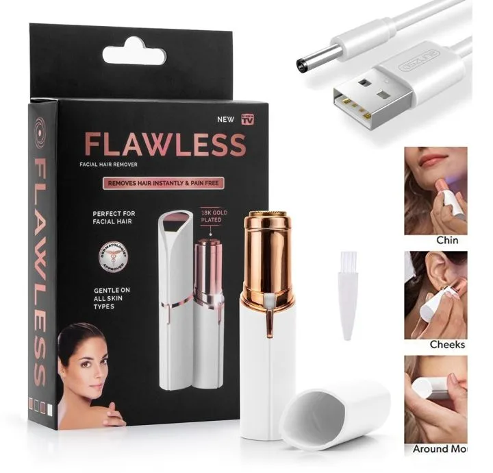 Flawless Rechargeable Facial Hair Remover with 18K Gold-Plated Head